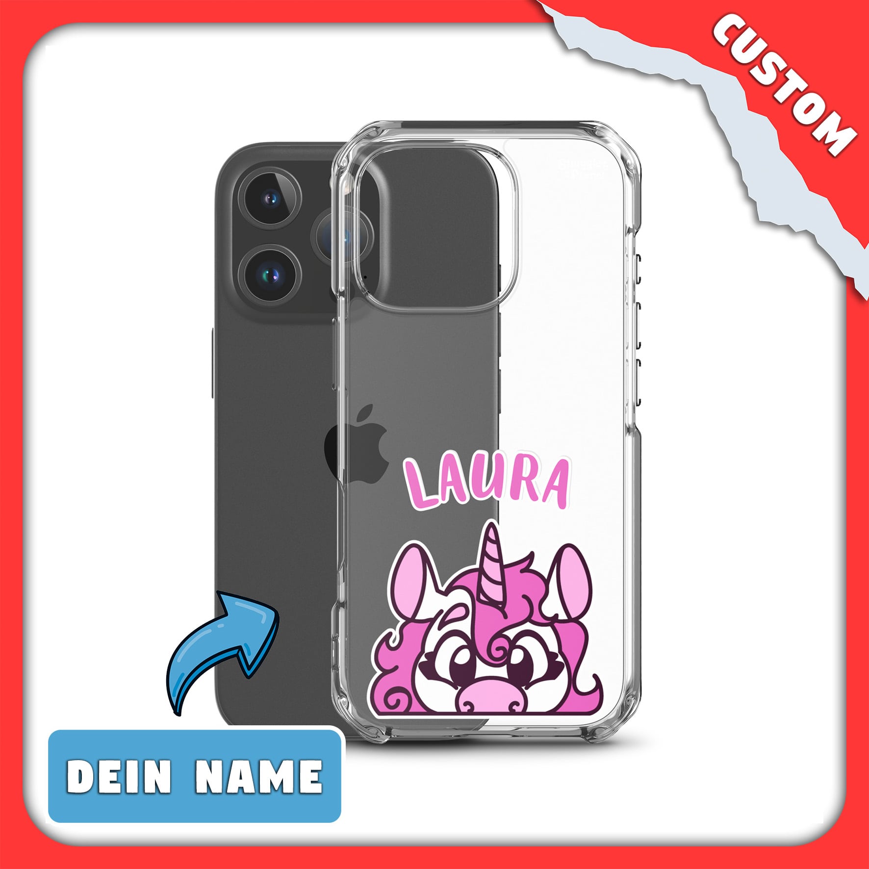 SnugglePlanet | PeekUnicorn / Custom-Name | iPhone Hülle