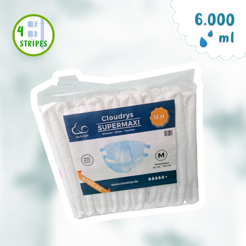 Cloudrys Supermaxi Windeln in weiß with high absorbency and comfort for adults.