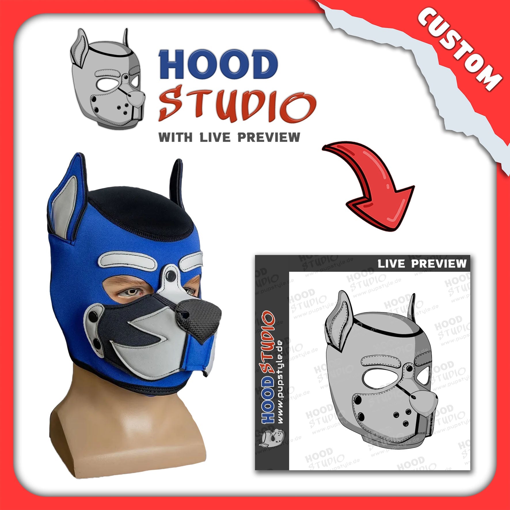 Mr - S - Leather | Custom Neo K9 Hood | Hood - Studio Editor - PupStyle