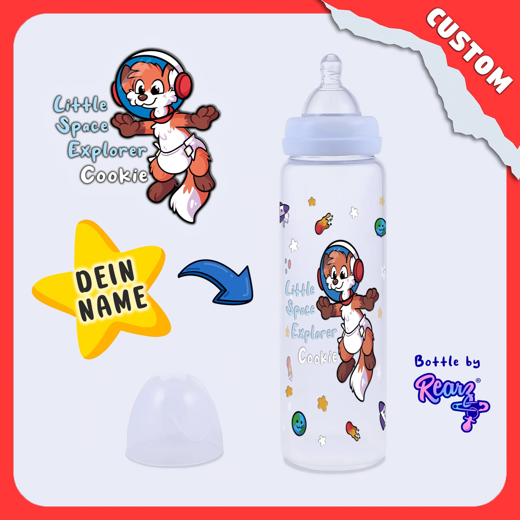 SnugglePlanet | Custom-Name / Space Explorer | Adult Baby Flasche