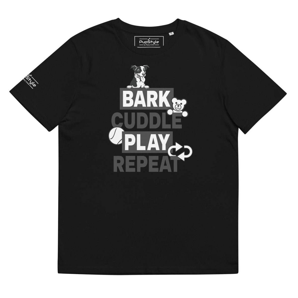 PupStyle | Bark Cuddle Play Repeat / Individual Color | T-Shirt White PupStyle