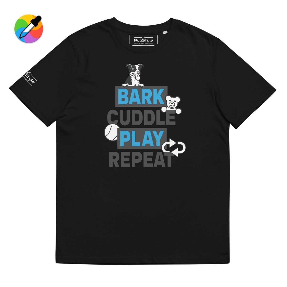 PupStyle | Bark Cuddle Play Repeat / Individual Color | T-Shirt Blue PupStyle