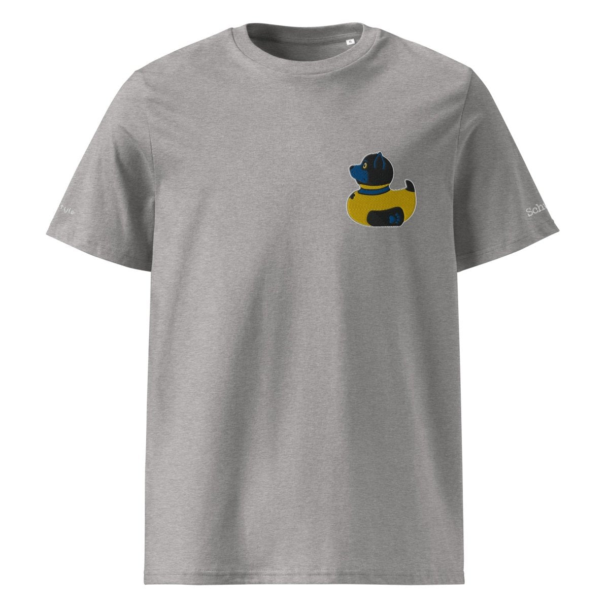 PupStyle + SchwuZ | Puppy Duck / Dark Blue | T-Shirt bestickt Heather Grey PupStyle + SchwuZ