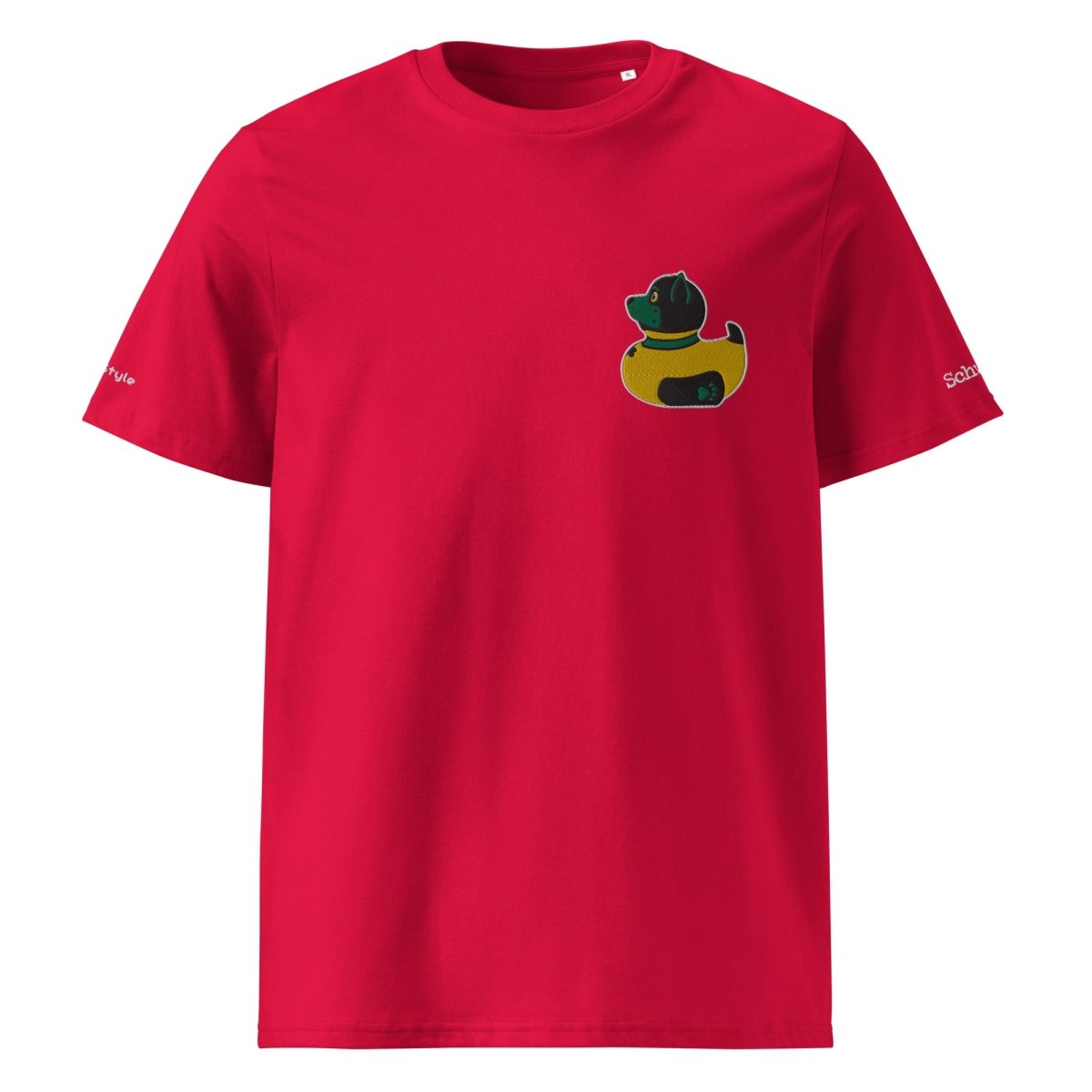 PupStyle + SchwuZ | Puppy Duck / Dark Green | T-Shirt bestickt Red PupStyle + SchwuZ