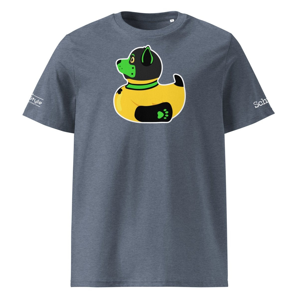PupStyle + SchwuZ | Puppy Duck / Green | T-Shirt Dark Heather Blue PupStyle
