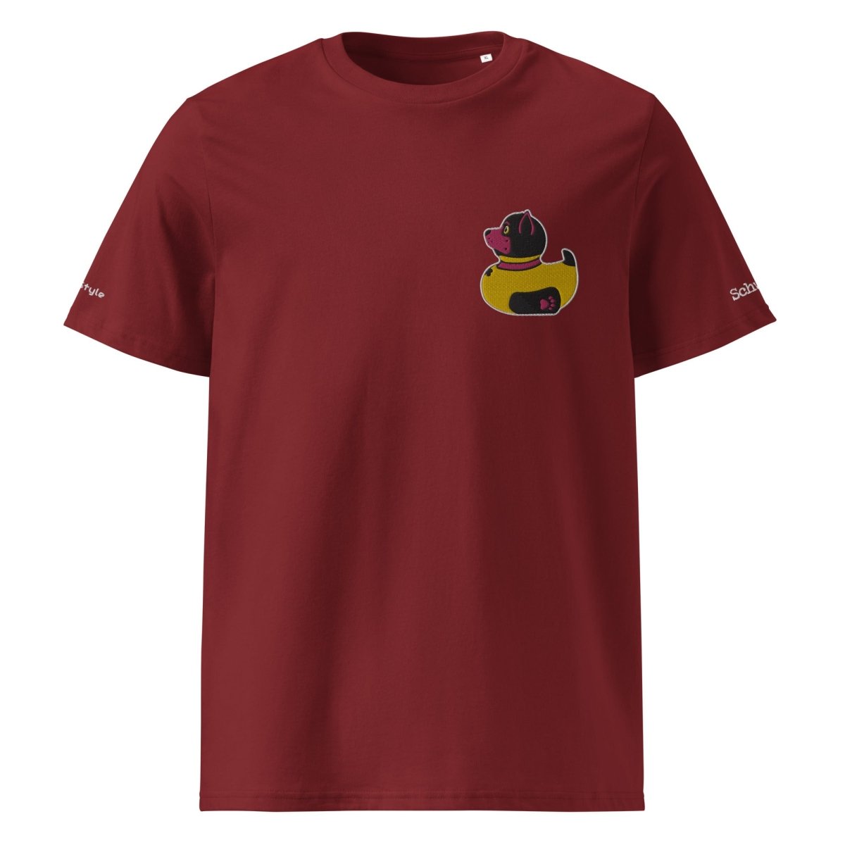 PupStyle + SchwuZ | Puppy Duck / Pink | T-Shirt bestickt Burgundy PupStyle + SchwuZ