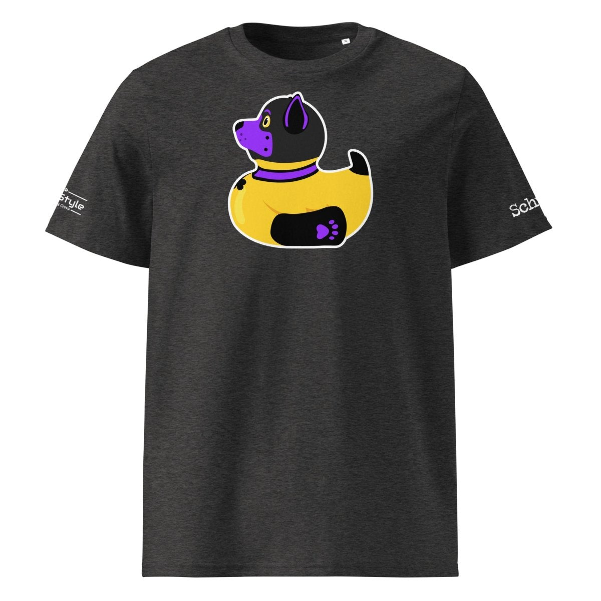 PupStyle + SchwuZ | Puppy Duck / Purple | T-Shirt Dark Heather Grey PupStyle