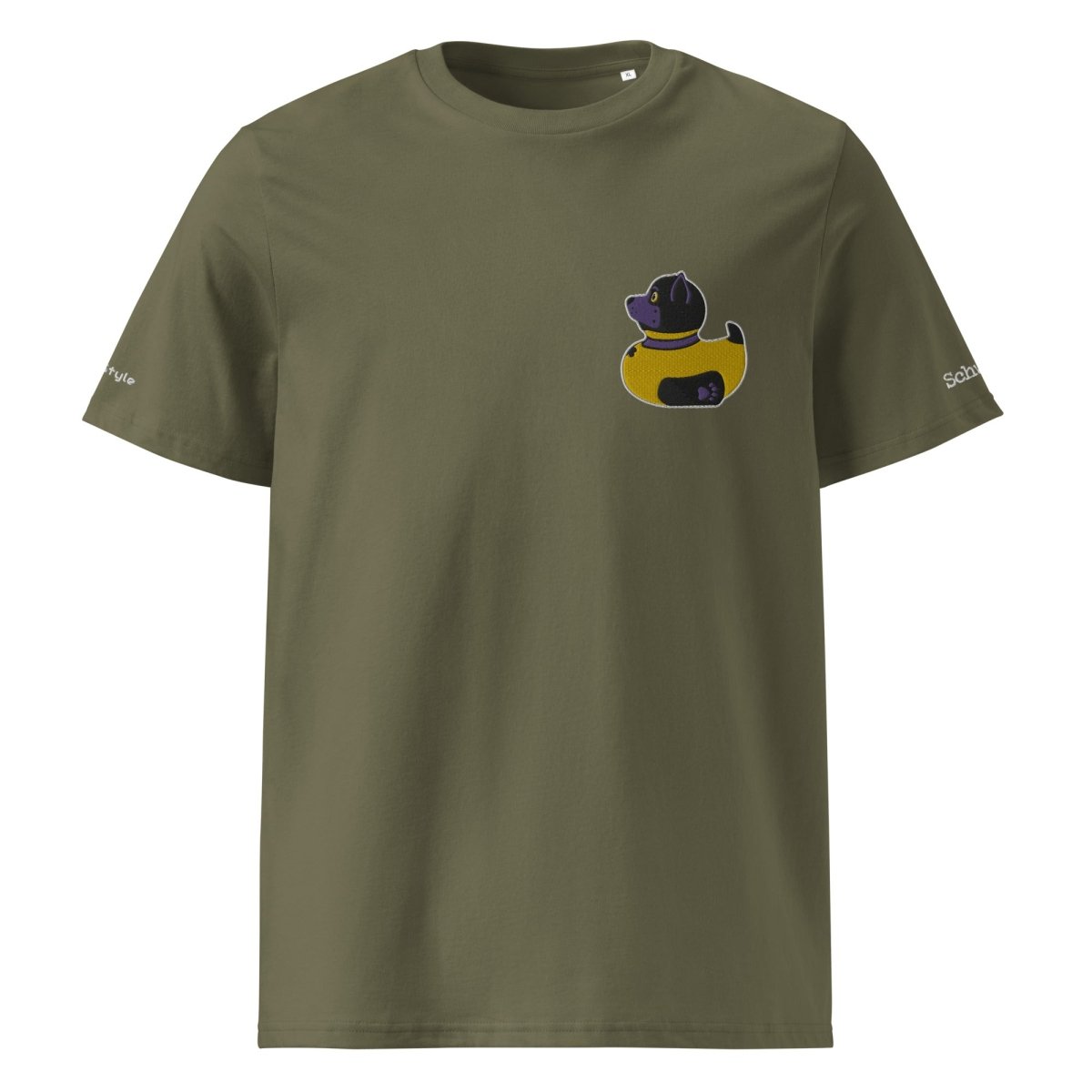 PupStyle + SchwuZ | Puppy Duck / Purple | T-Shirt bestickt Khaki PupStyle + SchwuZ