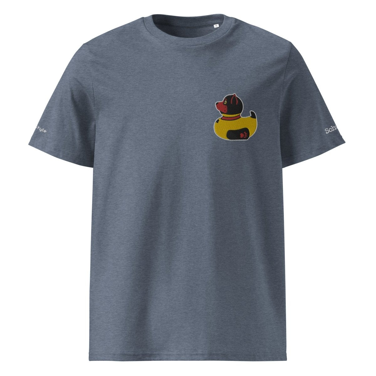 PupStyle + SchwuZ | Puppy Duck / Red | T-Shirt bestickt Dark Heather Blue PupStyle + SchwuZ