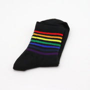 Regenbogen-Socken (Schwarz/Weiß mit Streifen) Schwarz - dünne Streifen Gay-Shop.berlin