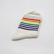 Regenbogen-Socken (Schwarz/Weiß mit Streifen) Weiß - dünne Streifen Gay-Shop.berlin