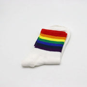 Regenbogen-Socken (Schwarz/Weiß mit Streifen) Weiß - breite Streifen Gay-Shop.berlin
