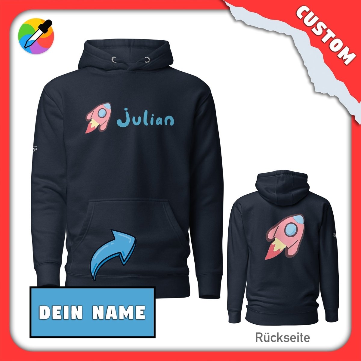 SnugglePlanet | Custom-Name / Space V2 | Hoodie Navy Blazer SnugglePlanet