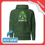 SnugglePlanet | PeekDino / Custom-Name | Hoodie Waldgrün SnugglePlanet