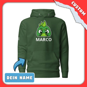 SnugglePlanet | PeekDino / Custom-Name | Hoodie Waldgrün SnugglePlanet