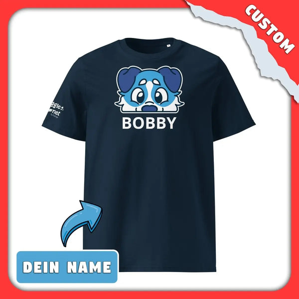 SnugglePlanet | PeekPuppy / Custom-Name | T-Shirt French Navy SnugglePlanet
