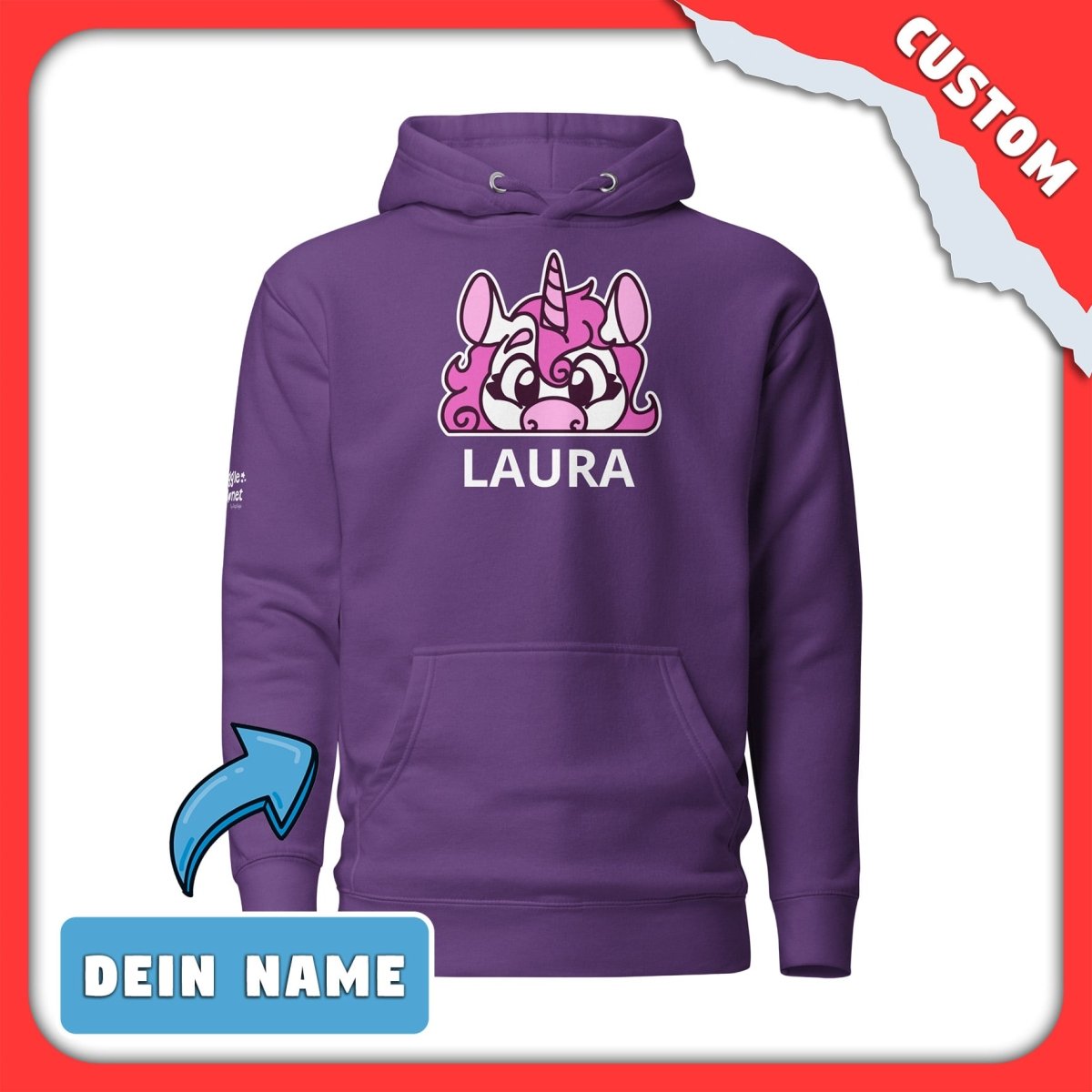 SnugglePlanet | PeekUnicorn / Custom-Name | Hoodie Lila SnugglePlanet