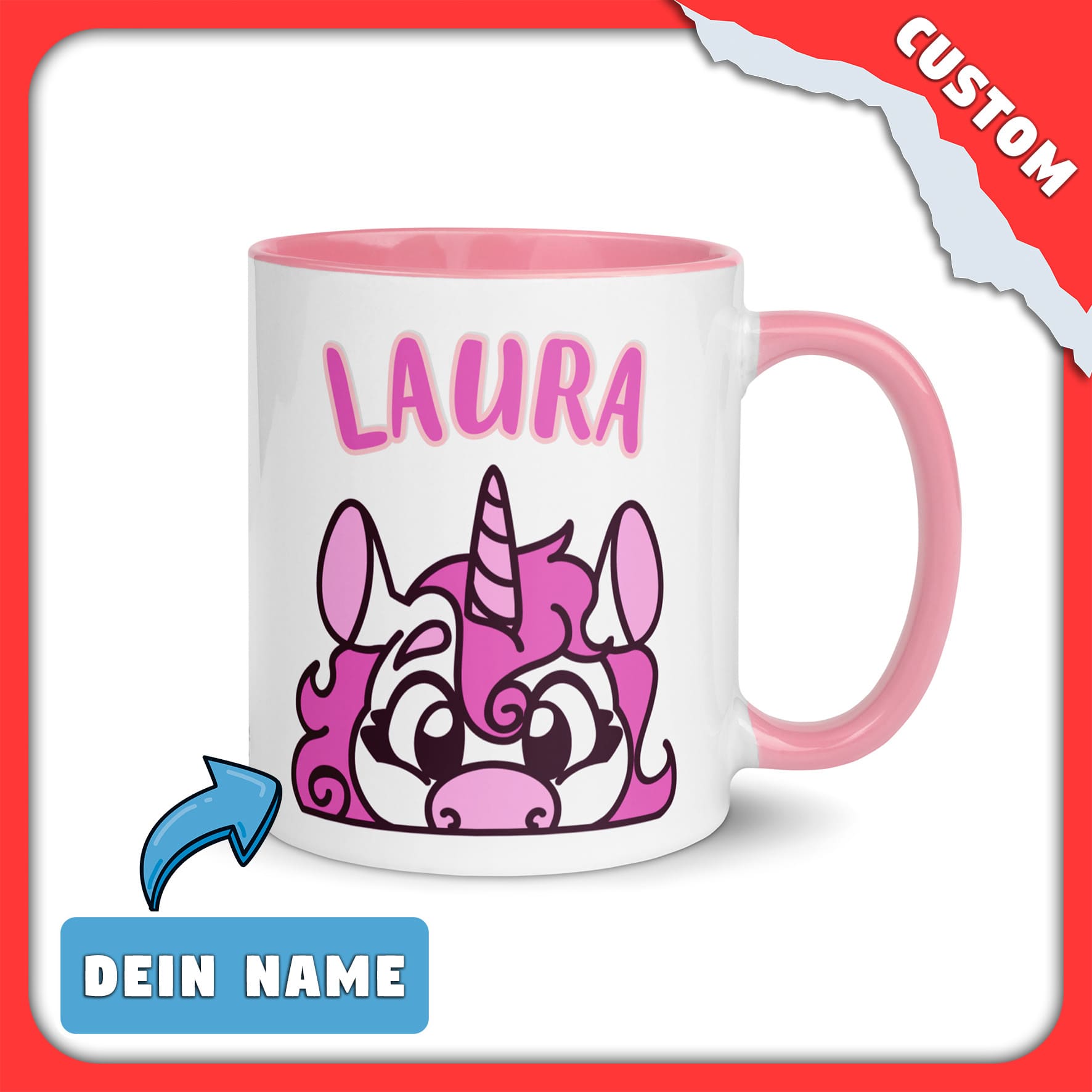 SnugglePlanet | PeekUnicorn / Custom-Name | Tasse