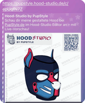 Geteilte Hood-Studio Nachricht mit Hood-Code-Link und QR-Code