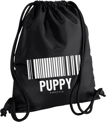Schwarzer GymBag mit scannbarem Barcode PUPPY